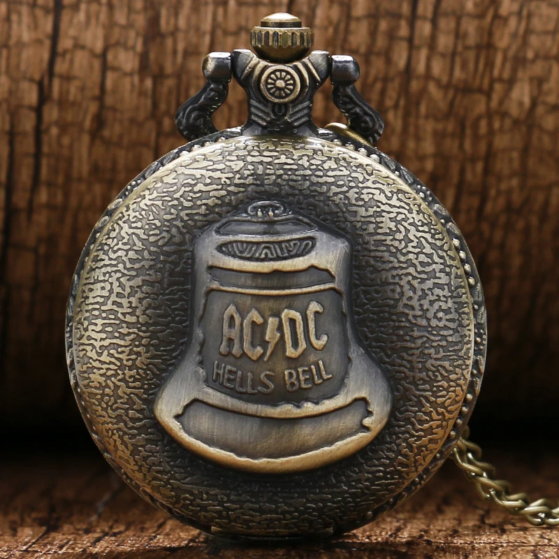 

Retro HELLS BELL Case Design Bronze Quartz Fob Pocket Watches with Necklace Chain for Men Women Best Gift Reloj de bolsillo