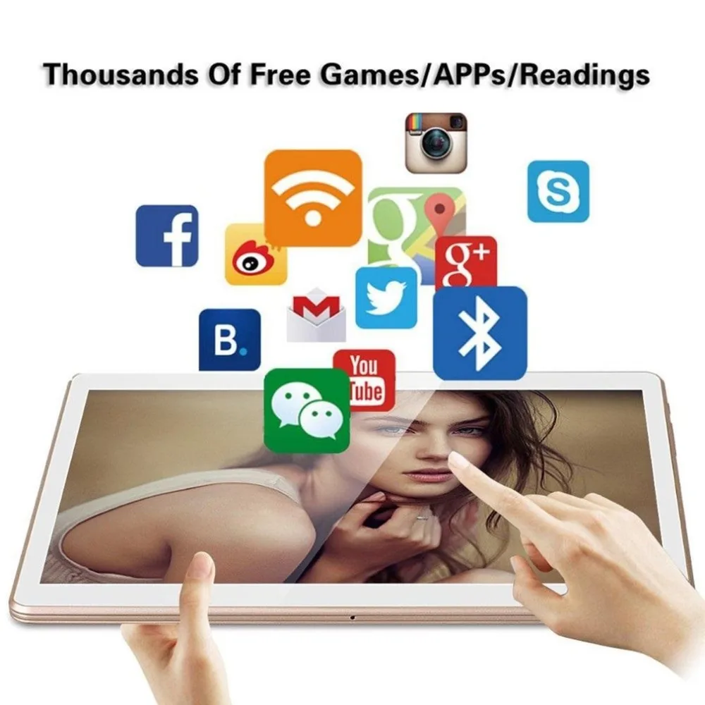  10.1 inch Tablet PC Octa Core 4GB RAM 64GB ROM Dual SIM Cards 3G WCDMA for Android 7.0 GPS Tablet P