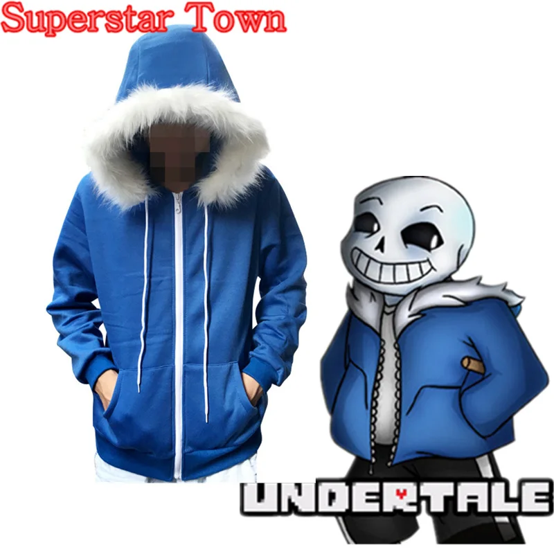 

Game Undertale Sans Cosplay Jacket Coat Zipper Hooded Sweater Skull Brother Anime Clothes Unisex Winter Warm Superstar Town