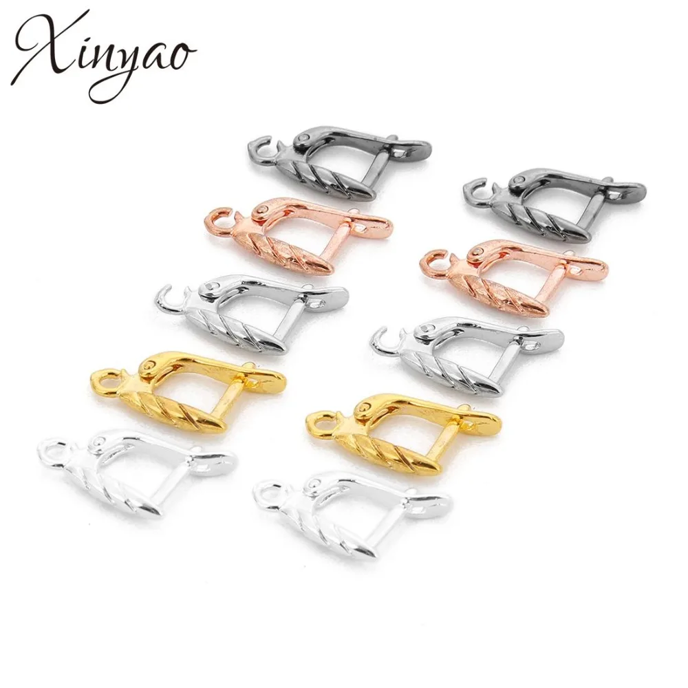 

XINYAO 10pcs/lot 10*19mm Copper U Shape Earrings Hook Gold Silver Black Color No Pierced Ear Clip Clasps for Women DIY Jewelry