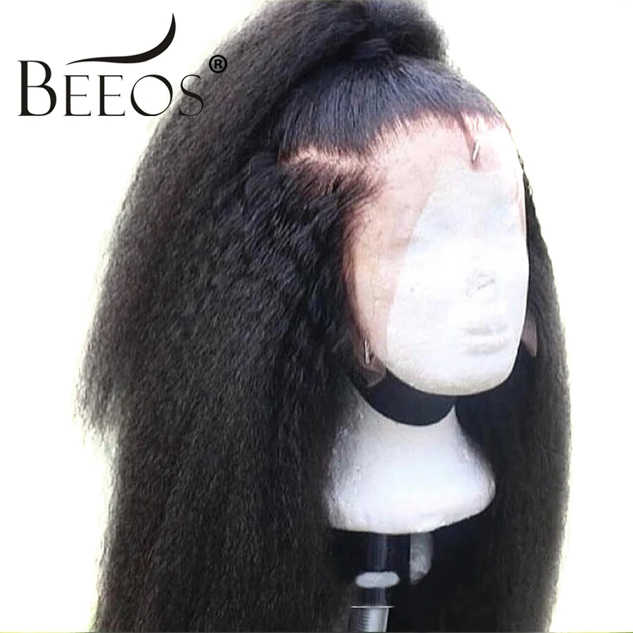 Beeos кудрявый прямой парик бразильский Remy 360 человеческие волосы на кружеве парики для женщин с детскими волосами натуральные