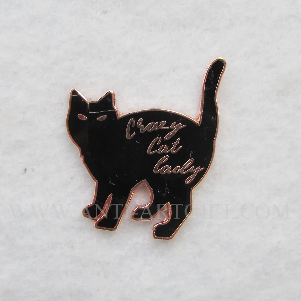 

Custom hard enamel lapel pins gold plated cute black cat with deisgn logo badges high quality fast shipping exw Price No MOQ