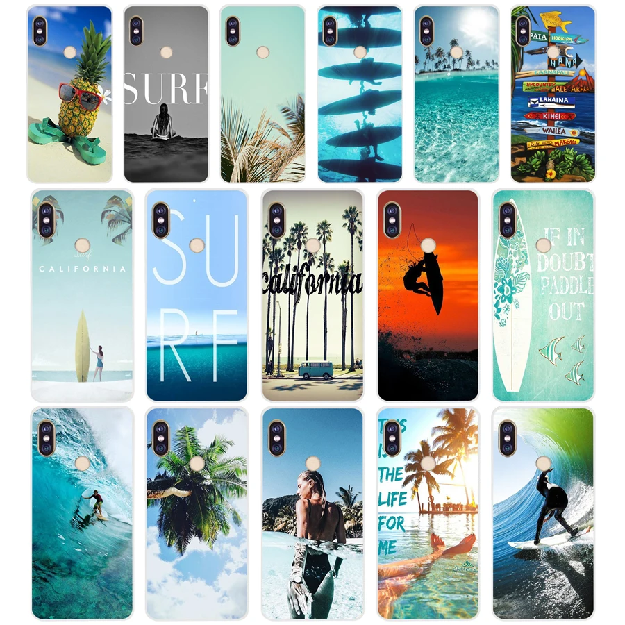 

188SD alifornia trees Beach Surf Trave Soft Silicone Tpu Cover phone Case for xiaomi redmi 5A 5Plus note 5 5A Pro mi 6