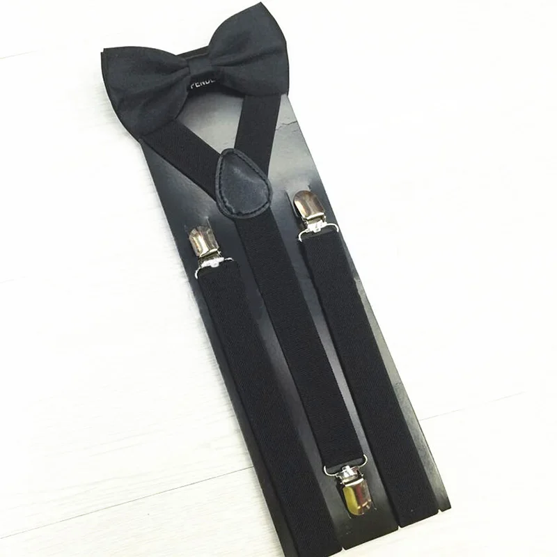 Mantieqingway Для женщин сплав подтяжки Gallowses Бретели эластичные подтяжки твердые мужские подтяжки + черный галстук-бабочка набор