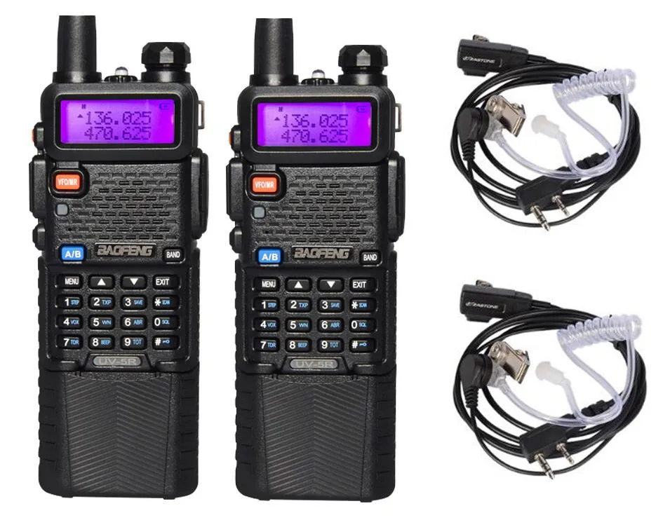 2 шт портативная рация BaoFeng UV-5R CB Ham Радио 3800 батарея Двухдиапазонная UHF VHF портативная Рация Набор любительская радиостанция - Цвет: with 2 pcs headsets