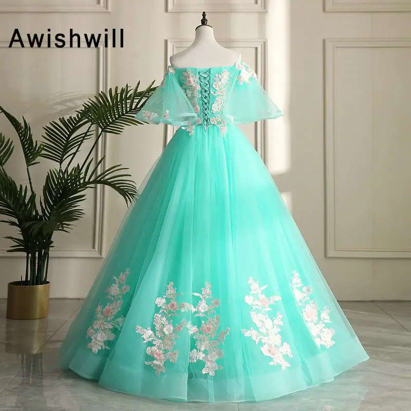 Com Mangas Flores Rendas Tule vestido de