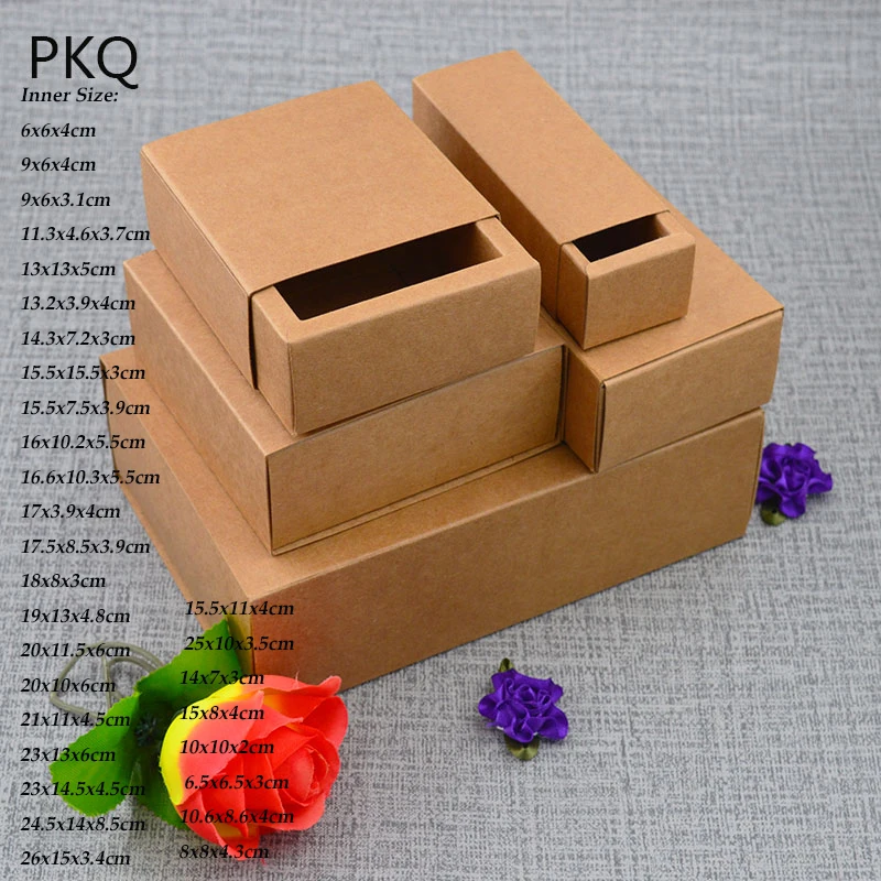 

10pcs 30Sizes Gift Box Cosmetic Essential oil Bottle packaging drawer box Lipstick Perfume gift Packaging Drawer Kraft Paper Box