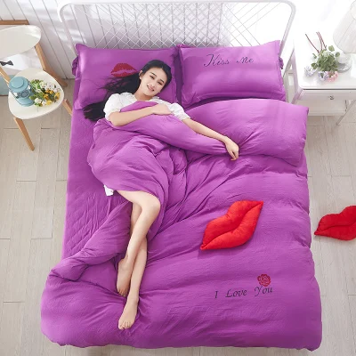 منقوشة طقم سرير 4 قطعة البوليستر غطاء لحاف من القطن غطاء سرير 2 قطعة سادات نوم النسيج أغطية سرير الملكة الاطفال طقم سرير