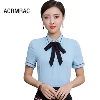 

Women shirt Slim summer Short sleeve splice OL Blouses & Shirts Women 3129