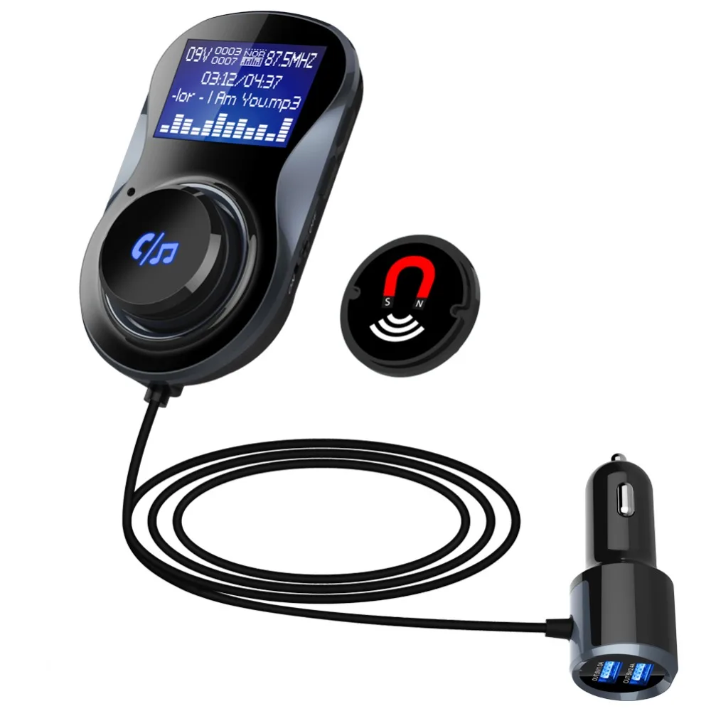 Автомобильный комплект громкой связи Bluetooth FM передатчик Радио адаптер Автомобильный MP3-плеер карты памяти Bluetooth двойной зарядное устройство USB для iPhone X, 8, 7, 6, Andriod