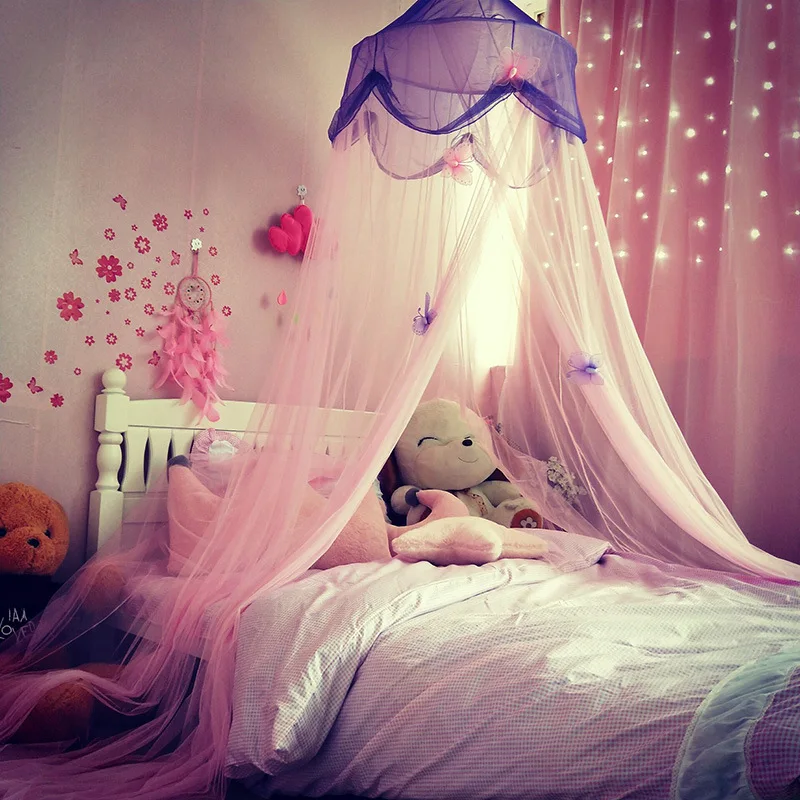 

6 Colors Hanging Kids Baby Bedding Dome Bed Canopy Cotton Mosquito Net Bedcover Curtain For Baby Kids Reading Playing Home Decor