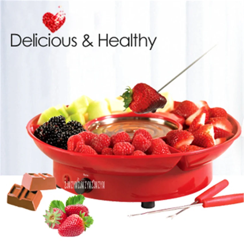 

008 Chocolate Fountain Chocolate Electric Melting Pot Cheese Fondue Fountain Set 200g red/white Fusion Machine 110V/ 220V