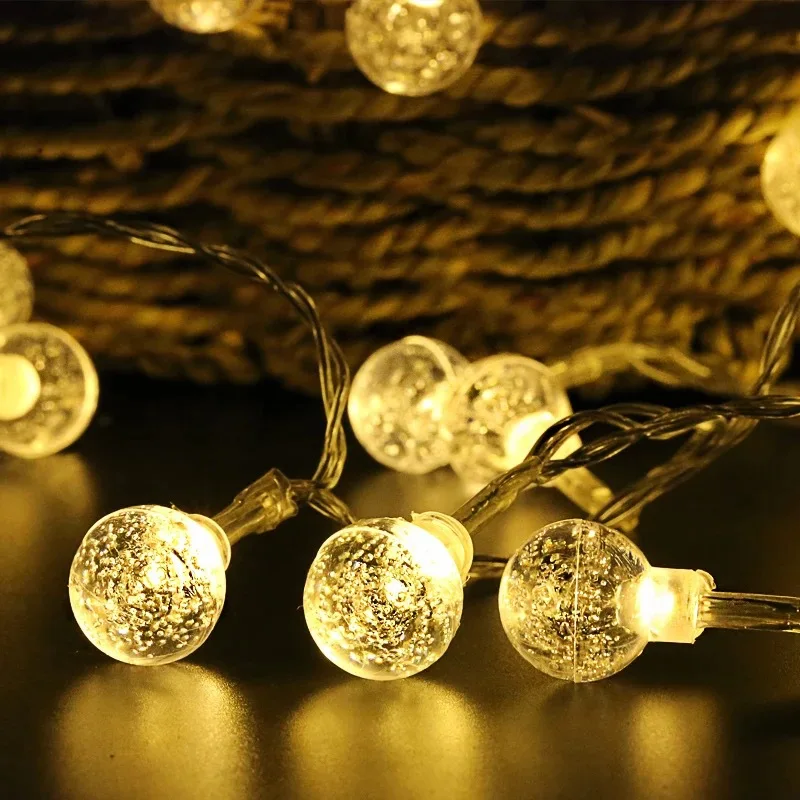 

BTgeuse LED Crystal Bubble Ball String Lamp Light Warm White Garland Fairy Lights 3M 1M for Christams Holiday Home Decoration