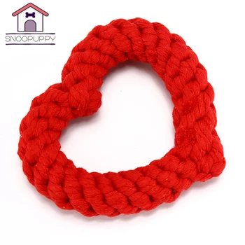 

Pet Toys Cotton Rope High Quality Chew Toy Heart Shape Durable Bite Toys For Dog Tooth Cleaning And Molar Pet Dog Toys XF0023