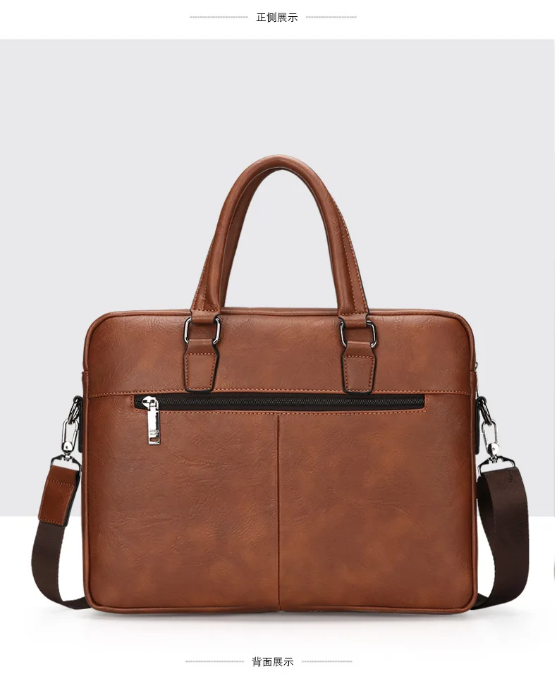ZYJ Men Business Travel Leather Laptop Briefcase Male Bags Causal Sling Messenger Shoulder Portfolio Briefcase Bag Handbag Bolsa (30)