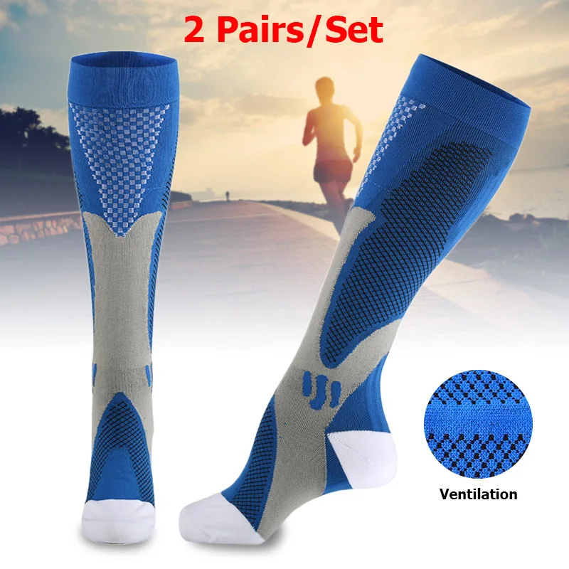 

Newly 2 Pairs Medical Althetic Compression Socks for Men Nursing Performance Socks for Running Marathon BN99