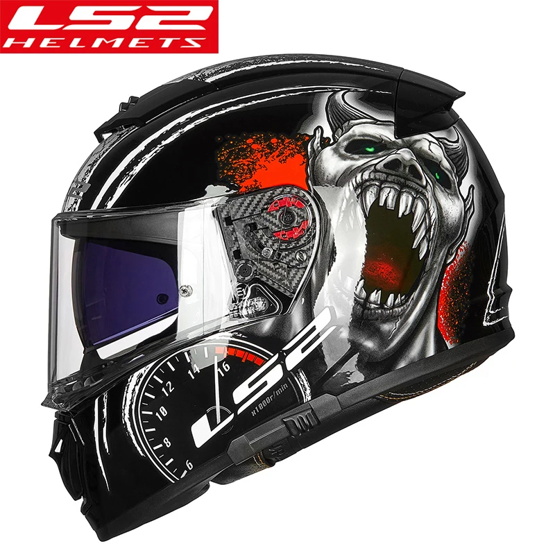 LS2 FF390 мужской мото rcycle шлем с двойными линзами с противотуманной пленкой pinlock хромированное зеркало полное лицо гоночный мото шлемы