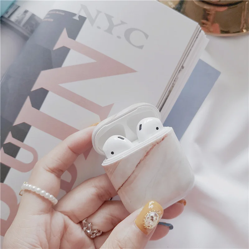 Роскошный Агатовые мраморные жесткие чехлы для Apple Airpods чехол защитный Bluetooth