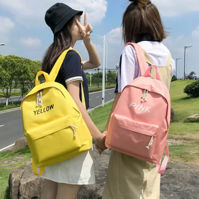 

Fashion 2019 New Arrival Women Men Girls Boys Letter Zipper School Bags Female Male Simple Basic Classic Canvas Backpacks