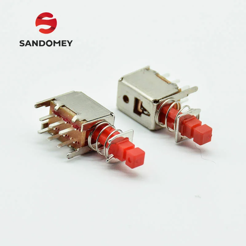

10pcs 6pin environmental protection key mini switch double-row six-legged self-locking belt spring power switch direct keyA03-3