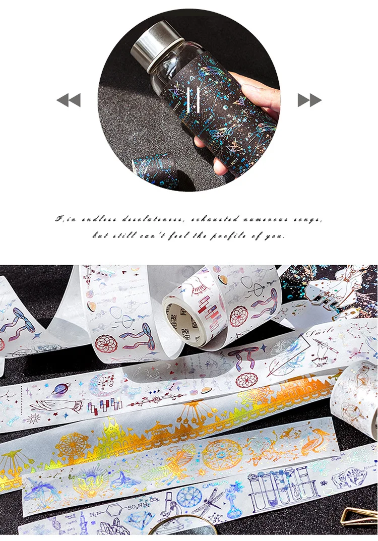 10 шт./Набор/1 партия клейкая лента из рисовой бумаги Yebo деталей, серия "Звездные декоративная клейкая Скрапбукинг DIY Бумага японский наклейки 3M