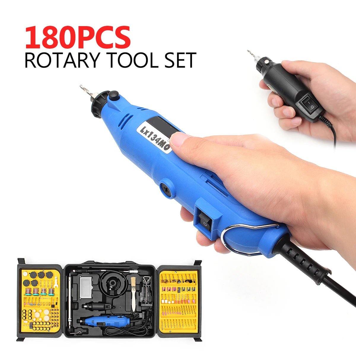 

180Pcs Mini Rotary Tool Set Electric Drill Grinder Engraver Sander Polisher Craving DIY Power Tools Accessories