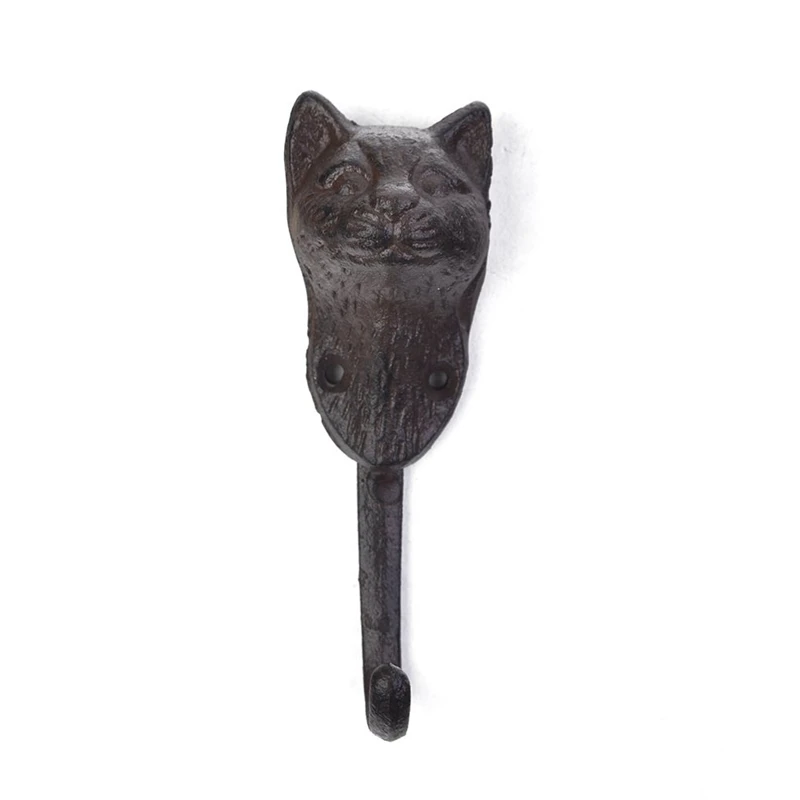 Cat Head Ретро Ностальгический старинная мебель чугунный крючок настенные украшения Творческая личность Фреска моделирование ключ одежды шляпа крючки - Цвет: Cat Head