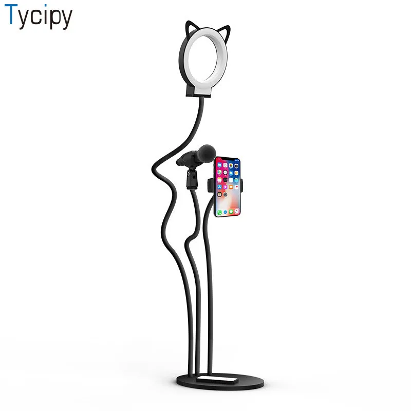 

Tycipy Ring Light Led Camera Photography Selfie Fill Light Desktop Mobile Phone With USB Charging Phone Clip Microphone Bracket