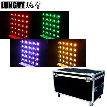 

Free Shipping 4pcs/Lot Flight Case Packing 5*5 LED Matrix Blinder Light 25*30W RGB DMX Professional Stage Disco Dj Projector