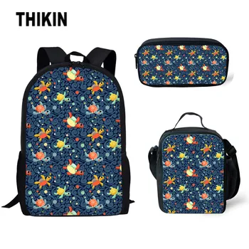 

THIKIN Cute Cartoon Sea Turtle Print School Backpack Boys Large Bookbag Custom School Bags for Teenager Girls Primary Schoolbags