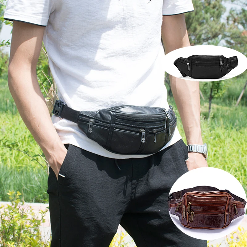 

Leather Packs Casual Multifunctional Waterproof Belt Bag Phone Pouch Bags Travel Waist Pack Male Small Waist Bag Leather Pouch
