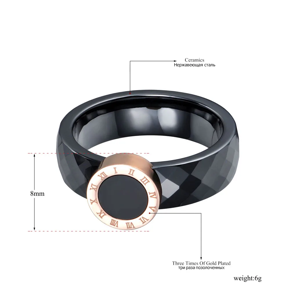 Lokaer, модное кольцо с римскими цифрами, ювелирное изделие для женщин, розовое золото, керамическое титановое стальное обручальное кольцо для женщин, Anneaux R17159