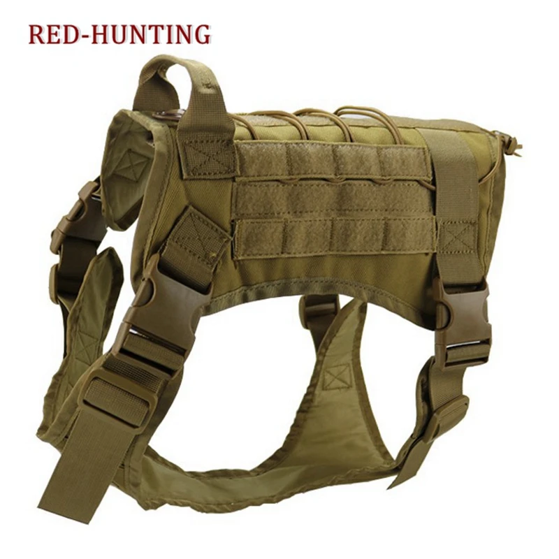 

Hunting Molle Nylon Water-resistan Tactical Service Dog Vest Training Military Patrol Adjustable Dog Harness with Handle Hunting