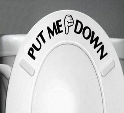 Wall sticker Creative Design PUT ME DOWN Sign Gesture Signal Decal Funny Bathroom Toilet Seat Sticker hot | Дом и сад
