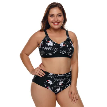 

New Plus Size Bikini Set Swimsuit High Waist Women Swimwear 2019 Big Cup Halter Bikinis Female Swim Wear Kuweka Bikini