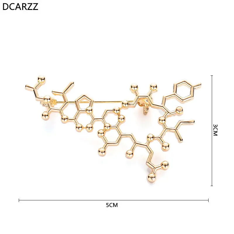 Трендовый значок окситоцин на лацкане, золотые, серебряные, розовые, золотые булавки и броши, медицинские ювелирные изделия для женщин и мужчин, аксессуары на булавке - Окраска металла: Золотой цвет