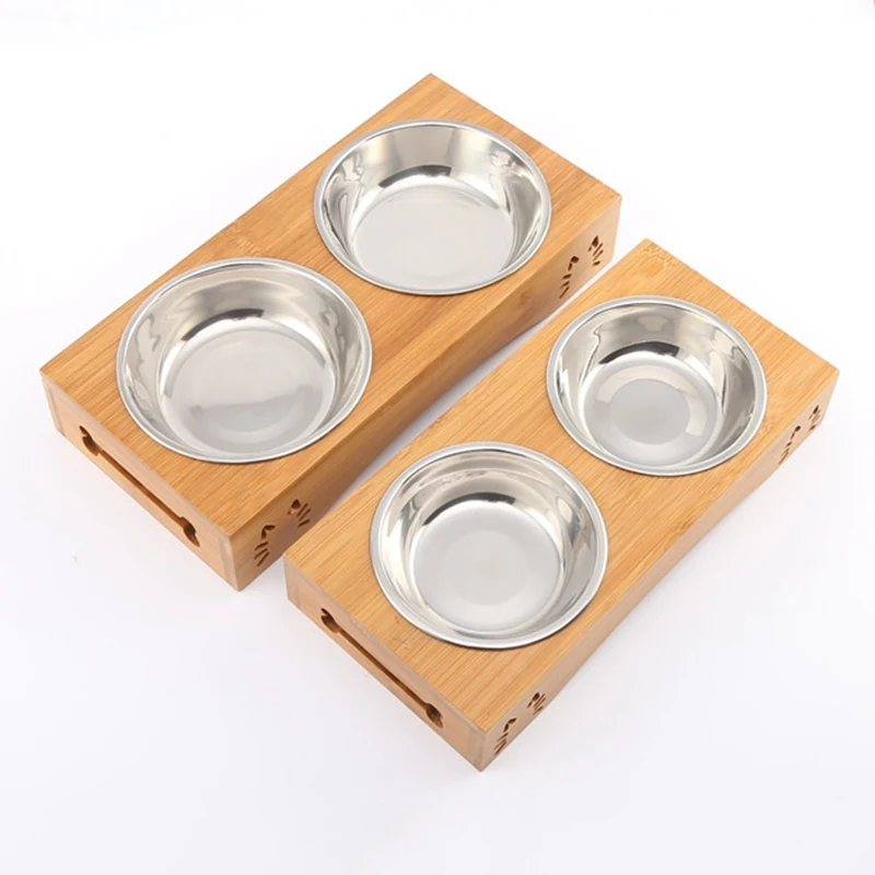 

Pet Bowl For Dogs Cats Ceramic Bowl Bamboo Cat Food Bowl Pet Double Feeder Water Pet Dog Cat Portable travel bowl