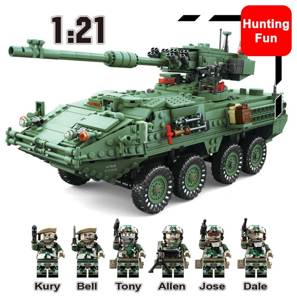 

1672Pcs 3in1 KAZI KY10001 Creator Century Military MGS-M1128 TANKS Armored Vehicles Model Building Blocks Bricks Toys Kids Boys