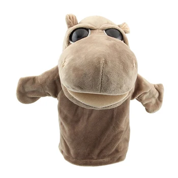 

ABWE Cute Plush Velour Animals Hand Puppets Chic Designs Kid Child Learning Aid Toy (Hippo) Gray