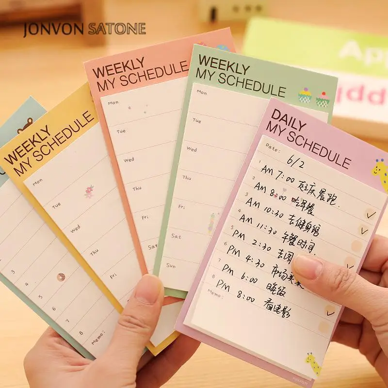 

Jonvon Satone New 2018 Time Organizer Daily Planner Memo Pad Stationery Sketchbook Diary Drawing School Notebook Paper Stickers
