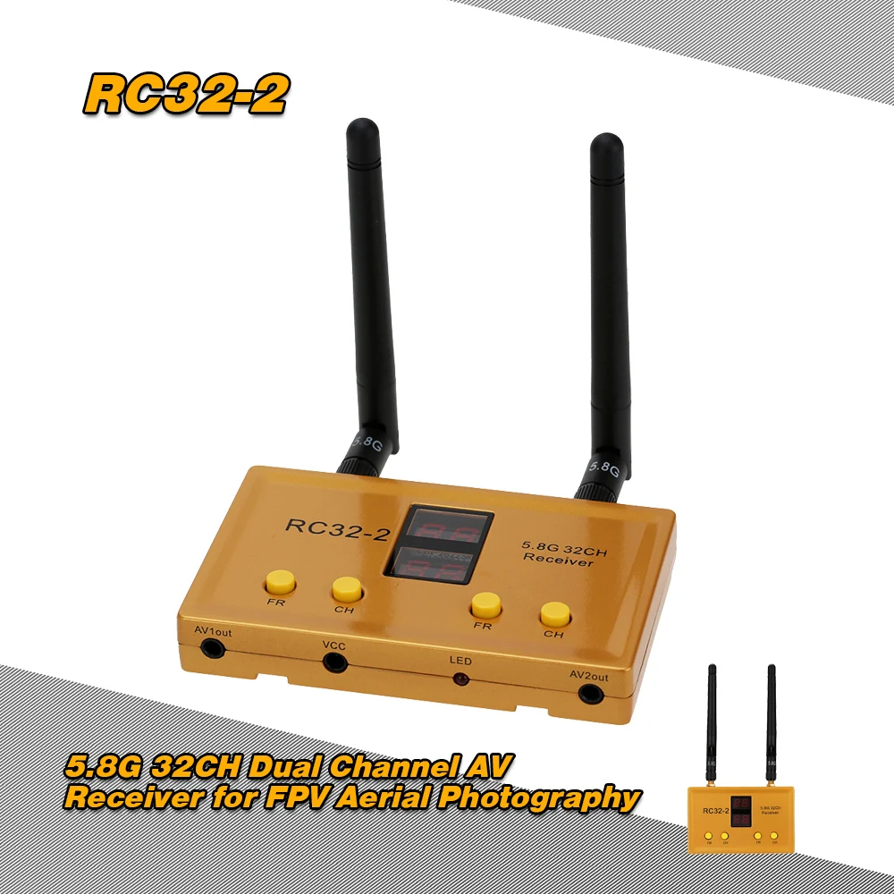 RC32-2 5.8G 32CH Receiver 2 Way Redundancy AV Receiver Dual Independent Signals Receiver High Frequency for FPV RC Multicopter