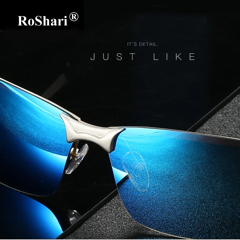 RoShari, мужские поляризованные солнцезащитные очки, классические, дизайнерские, зеркальные, антибликовые, для вождения автомобиля, солнцезащитные очки для мужчин, gafas de sol hombre A63
