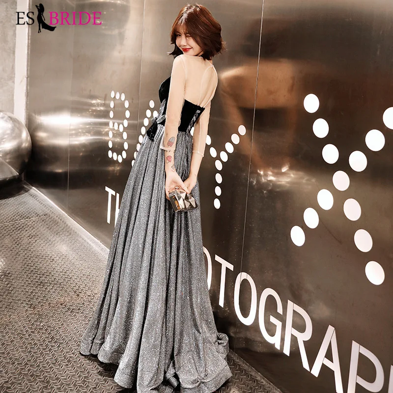 Sexy Strapless Evening Dress Long Black Starry Sky Special Occasion Dresses Backless Evening Dresses 2019 Black Gown ES2503