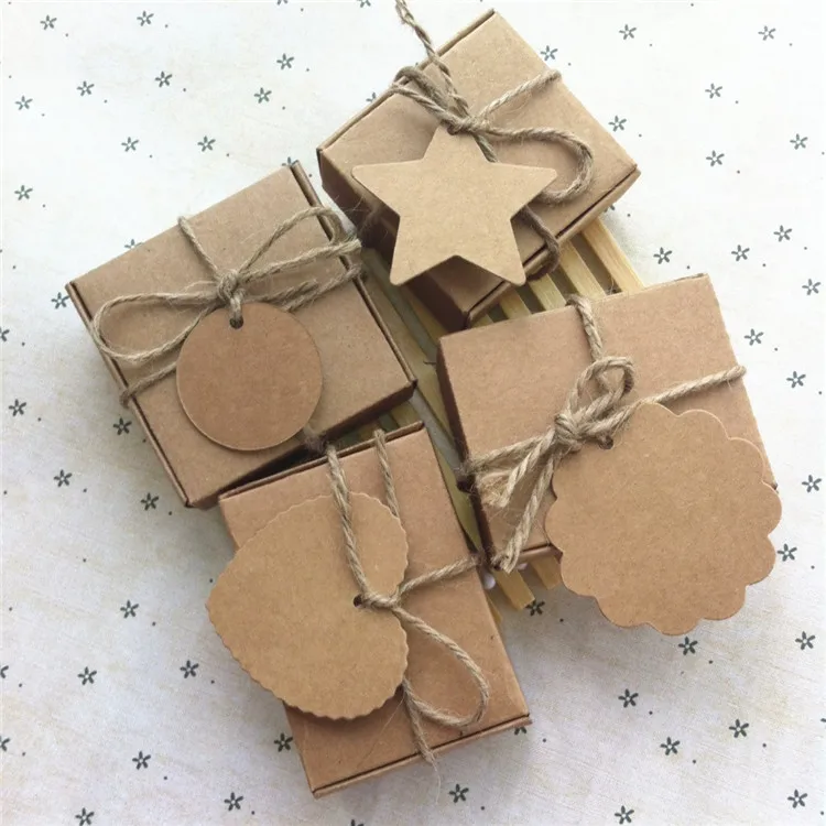 Leotriting 50 шт. 7*7*2,2 см коричневый крафт-бумажный ящик натуральный крафтовый бумага для упаковки подарка коробка конфеты ручной работы мыло бумажная картонная коробка