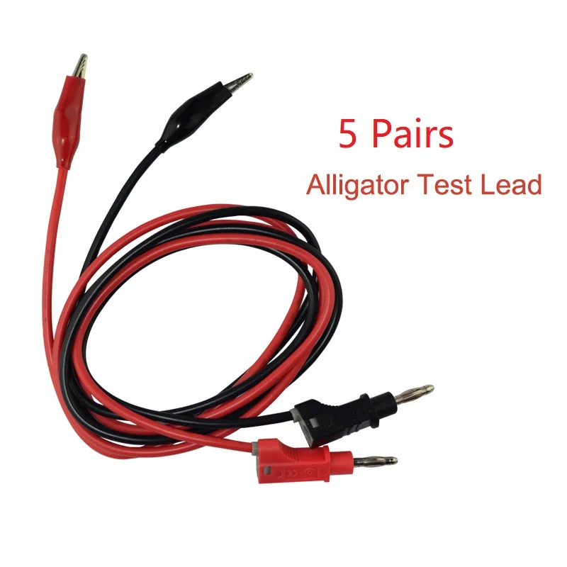 

HoldPeak New 5 Pair Alligator Testing Cord Lead Clip Electrical Clamp to Banana Plug Cable Connector Leads for Multimeter Test