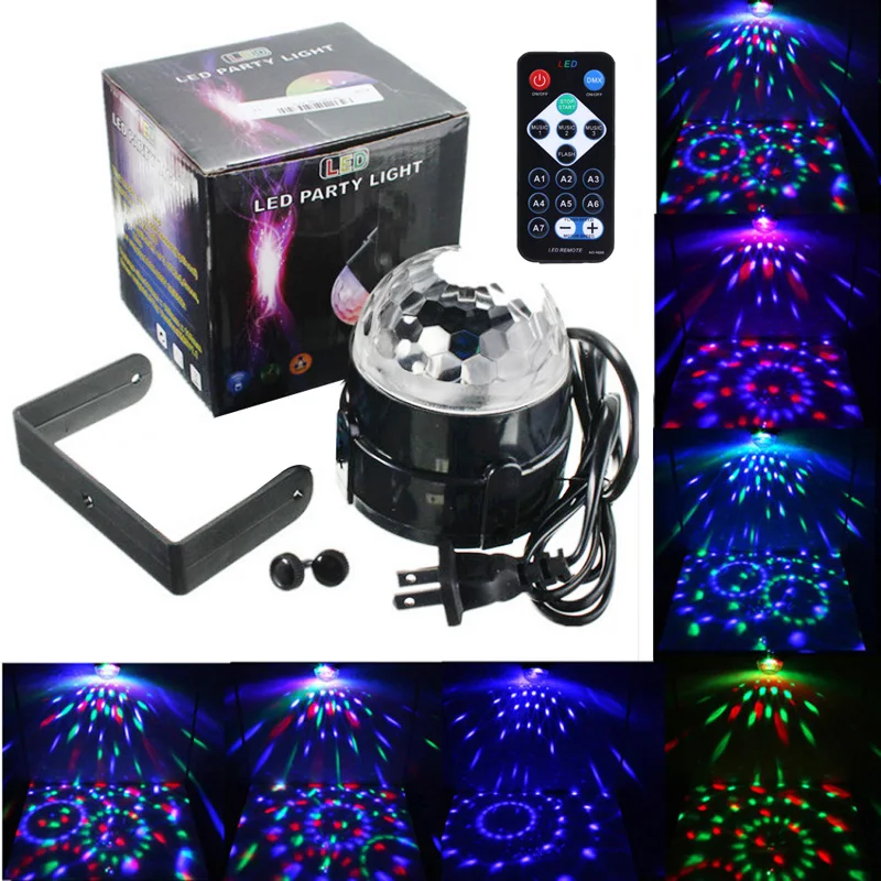 Remote Control LED RGB DJ Disco Magic Ball Crystal Effect Lighting us plug