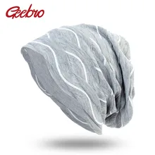 Geebro Весна Для женщин капот Шапочки Для мужчин Хлопок Твердые волна узор Шапки для дамы мягкая удобная Skullies шапочка Кепки dq413a