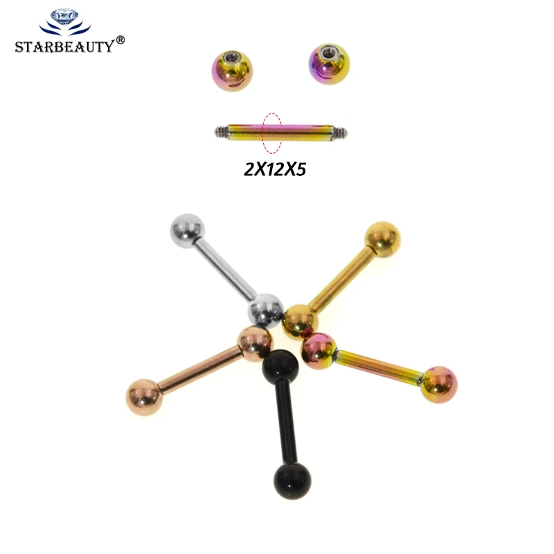 1pc Big Size 2.0*12+5mm Straight Barbell Tongue Stud Piercing Earring 12 Gauge Tongpiercing