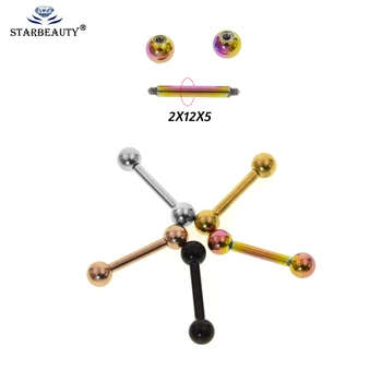 

1Pc Big Size 2.0*12+5mm Straight Barbell Tongue Stud Piercing Earring 12 Gauge Tongpiercing Tongue rings Body Jewelry