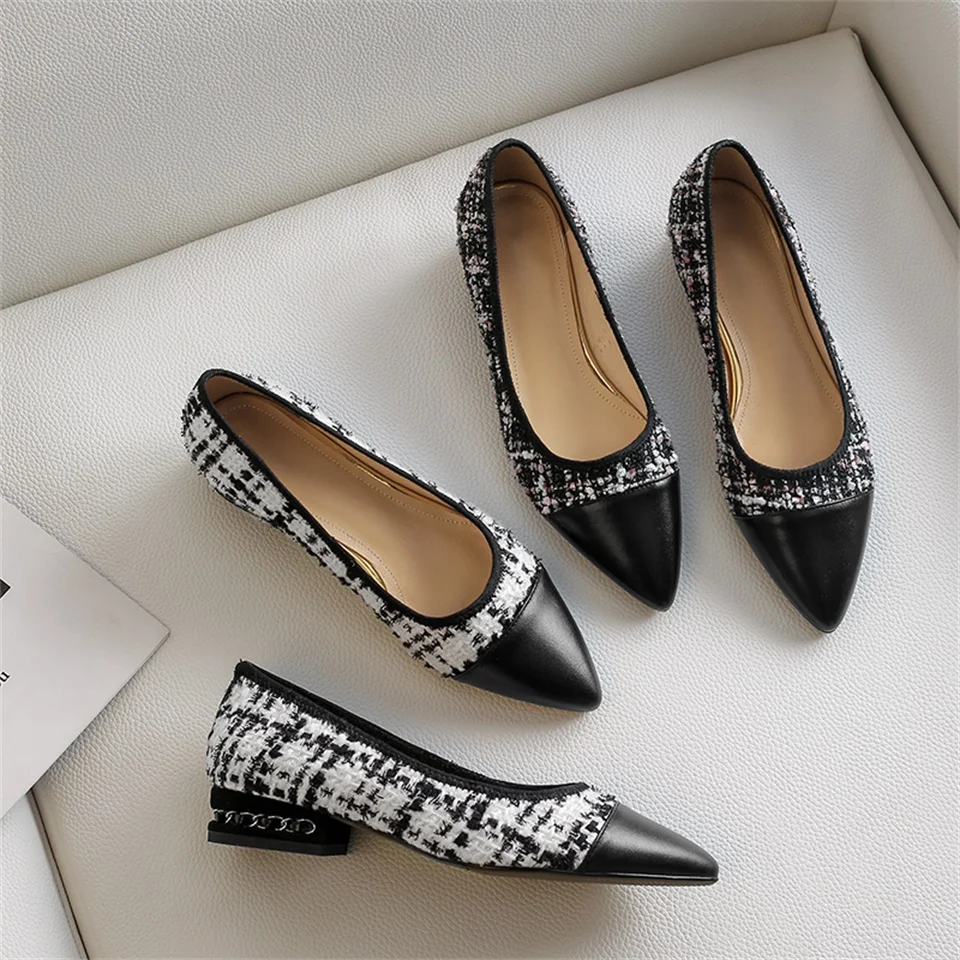 

Spring and summer women's shoes fashion design comfortable inside smooth 2.5CM thick heel pointed toe pumps